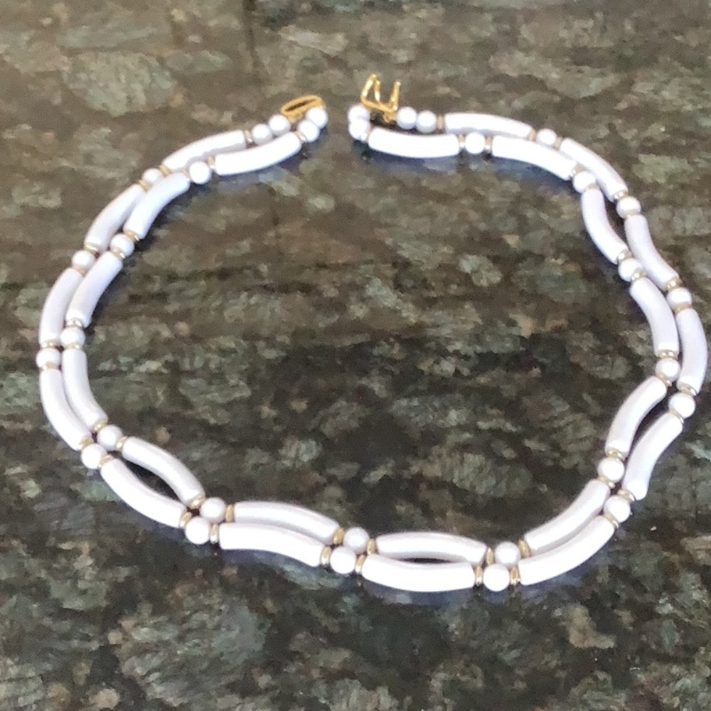 Double strand 24” WHITE long beaded necklace